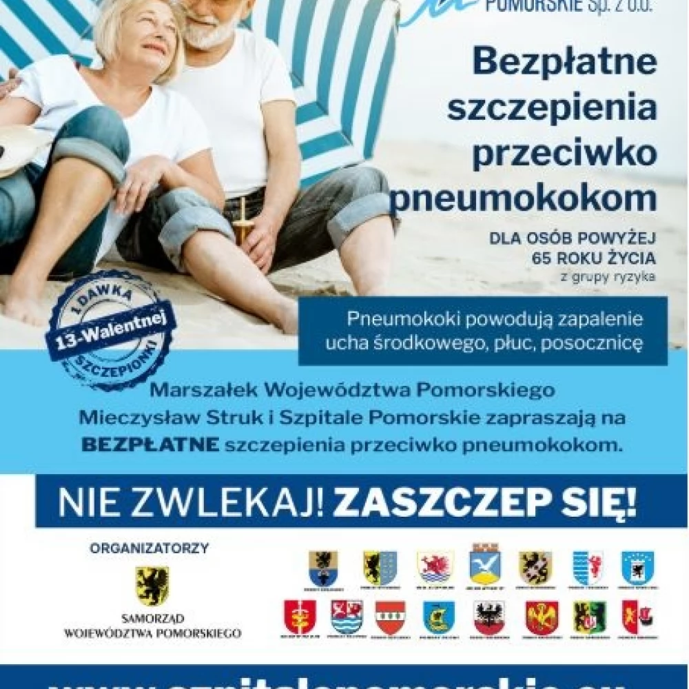 Bezpłatne szczepienia przeciw pneumokokom dla osób pow. 65+ z grupy ryzyka
