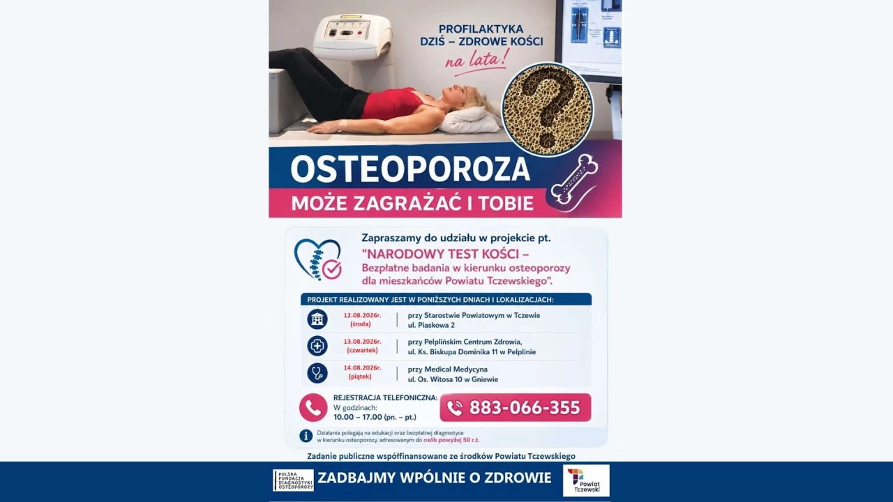Bezpłatne badania w kierunku osteoporozy dla mieszkańców Powiatu Tczewskiego