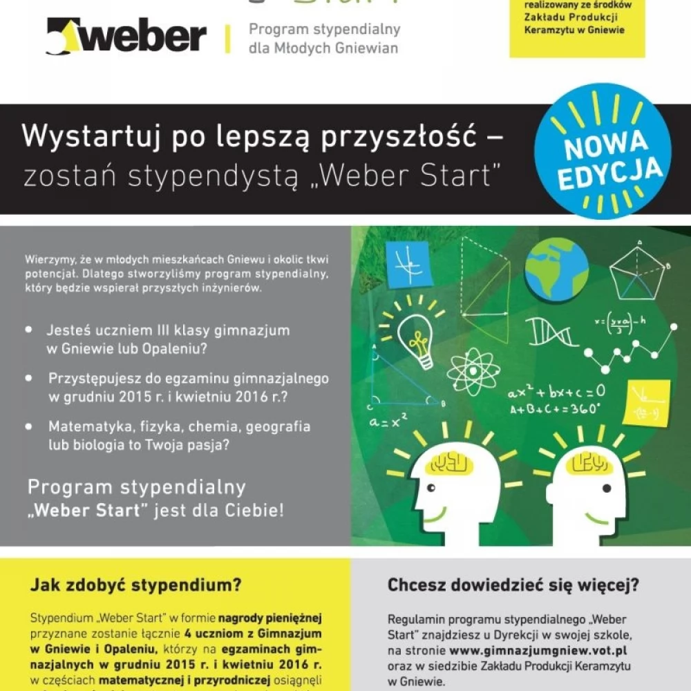 Nowa edycja programu stypendialnego "Weber Start"