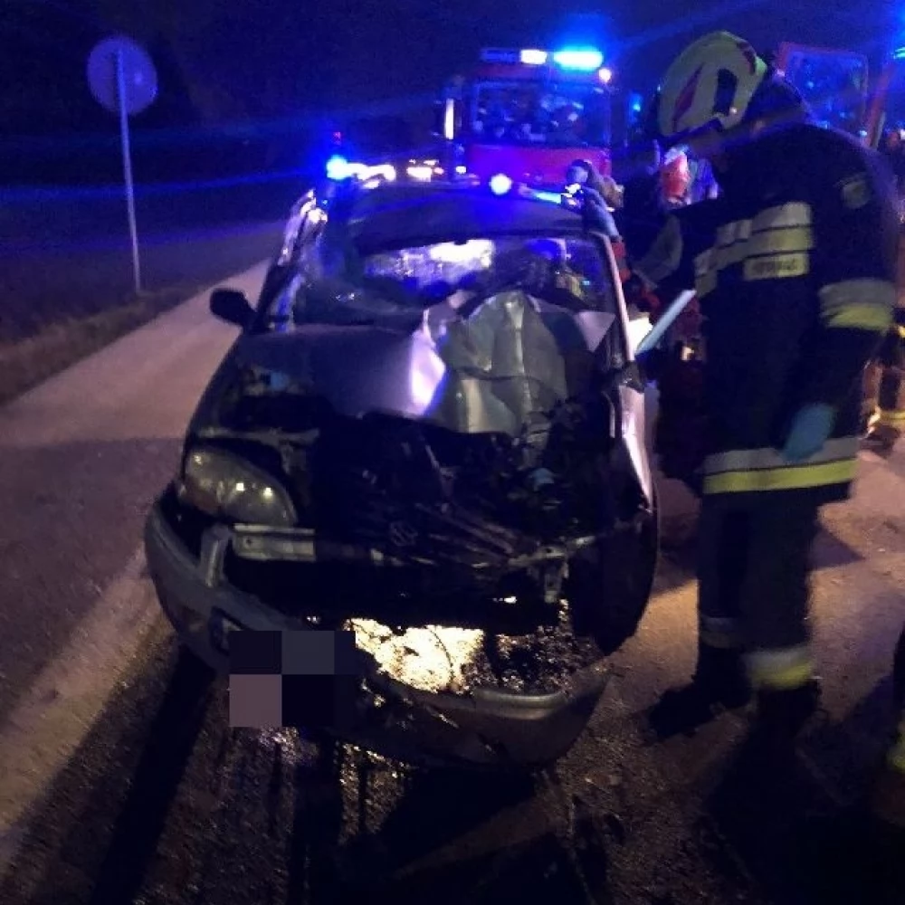 Zderzenie osobówki z koparką na dk "91"