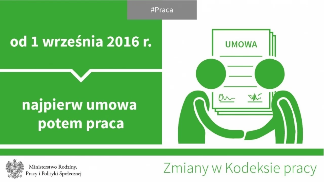 Od września najpierw umowa, potem praca