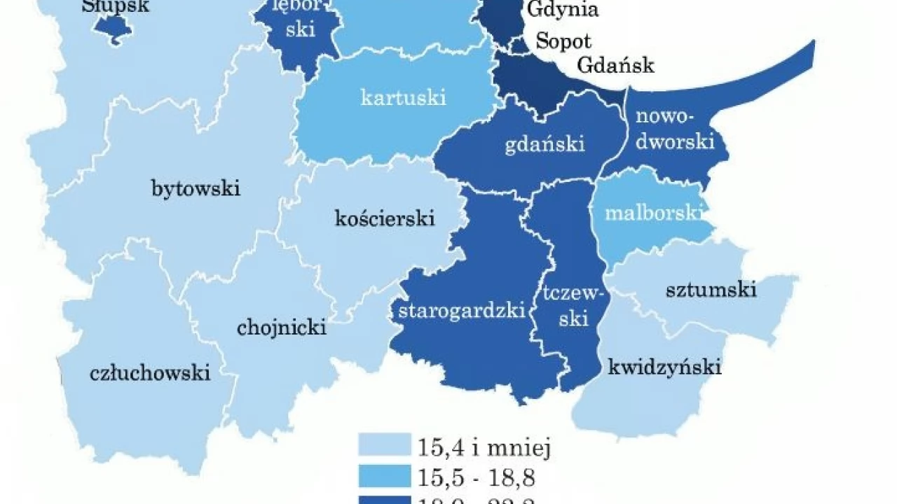  Powiat tczewski - 19 przestępstw na 1000 osób