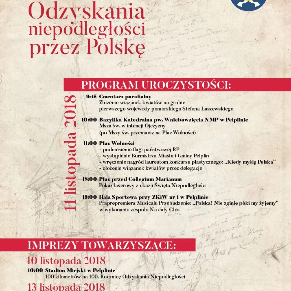 Obchody 100-lecia Niepodległości w Gminie Pelplin