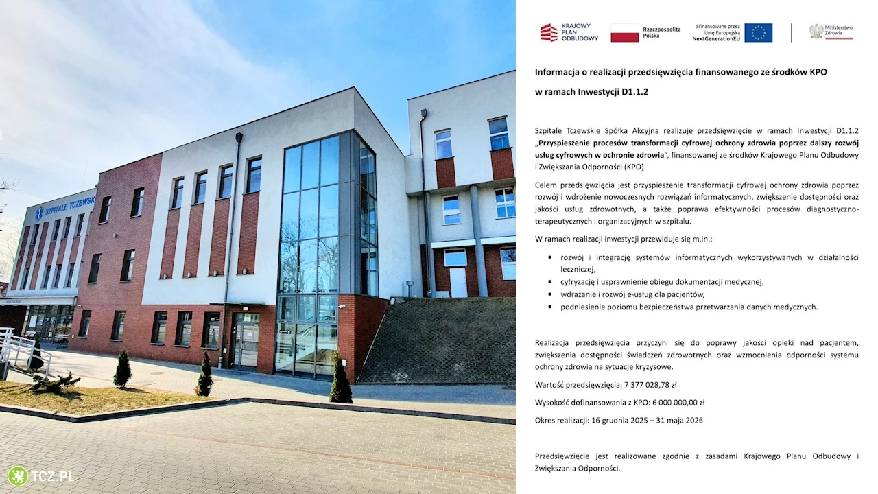 6 mln zł na rozwój usług cyfrowych dla Szpitali Tczewskich
