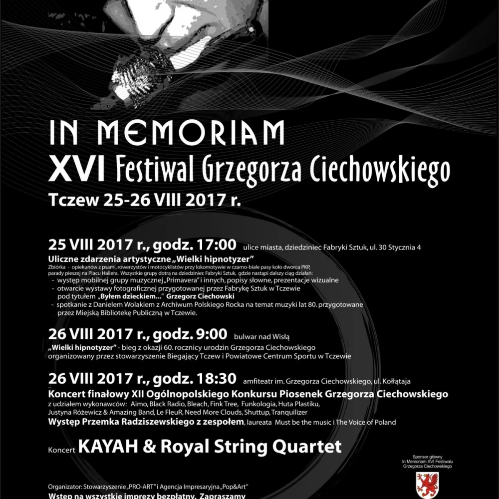 Festiwal In Memoriam. Tczew wypełnią dźwięki i słowa napisane przez Grzegorza Ciechowskiego