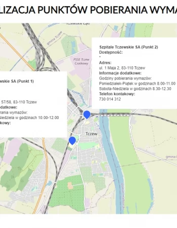 Lokalizacja punktów pobierania wymazów - Tczew