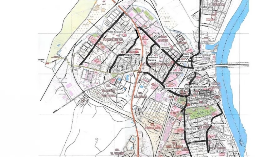 Na mapie zaznaczono ulice, które ma przejąć miasto