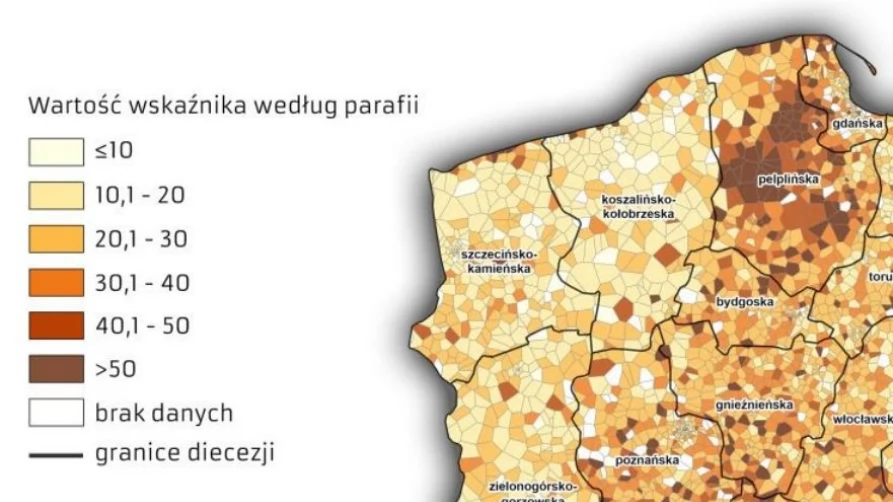 Wskaźniki dominicantes w 2021 r. według parafii
