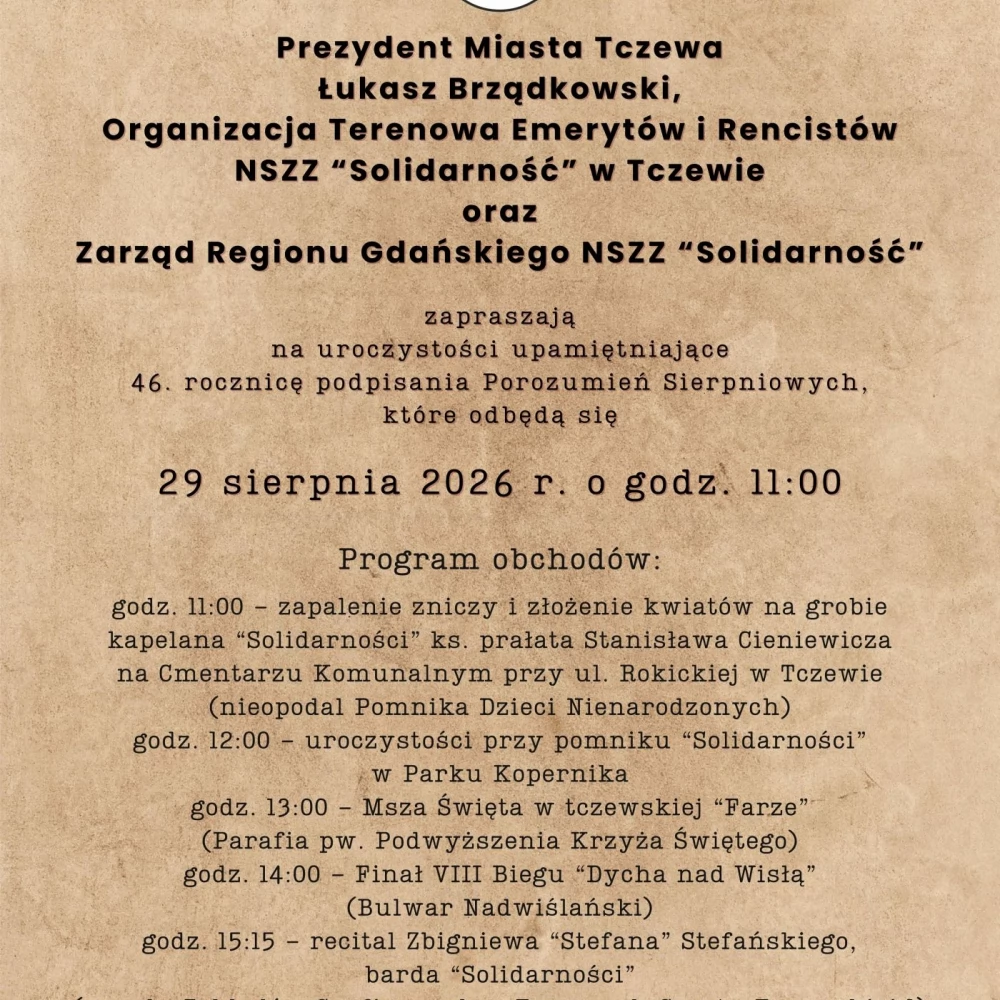 46. rocznica podpisania Porozumień Sierpniowych