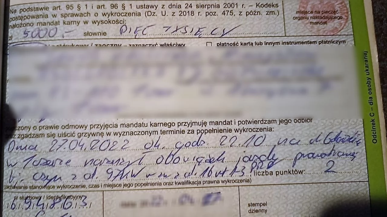 5 tysięcy złotych za slalom na Gdańskiej. Kierowca chciał się "powygłupiać"
