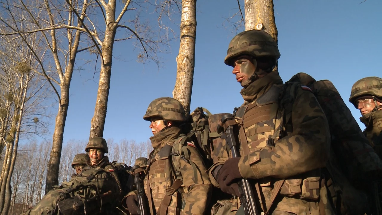 71. Malborski Batalion Lekkiej Piechoty przemaszeruje w okolicach Tczewa