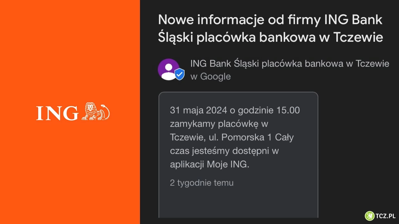 Bank zamyka swój oddział w Tczewie
