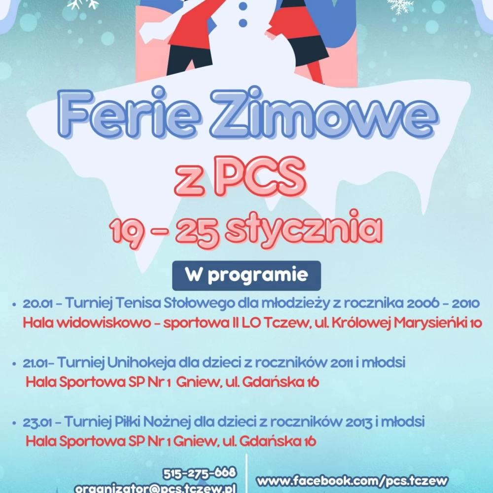 Ferie sportowe z Powiatowym Centrum Sportu w Tczewie