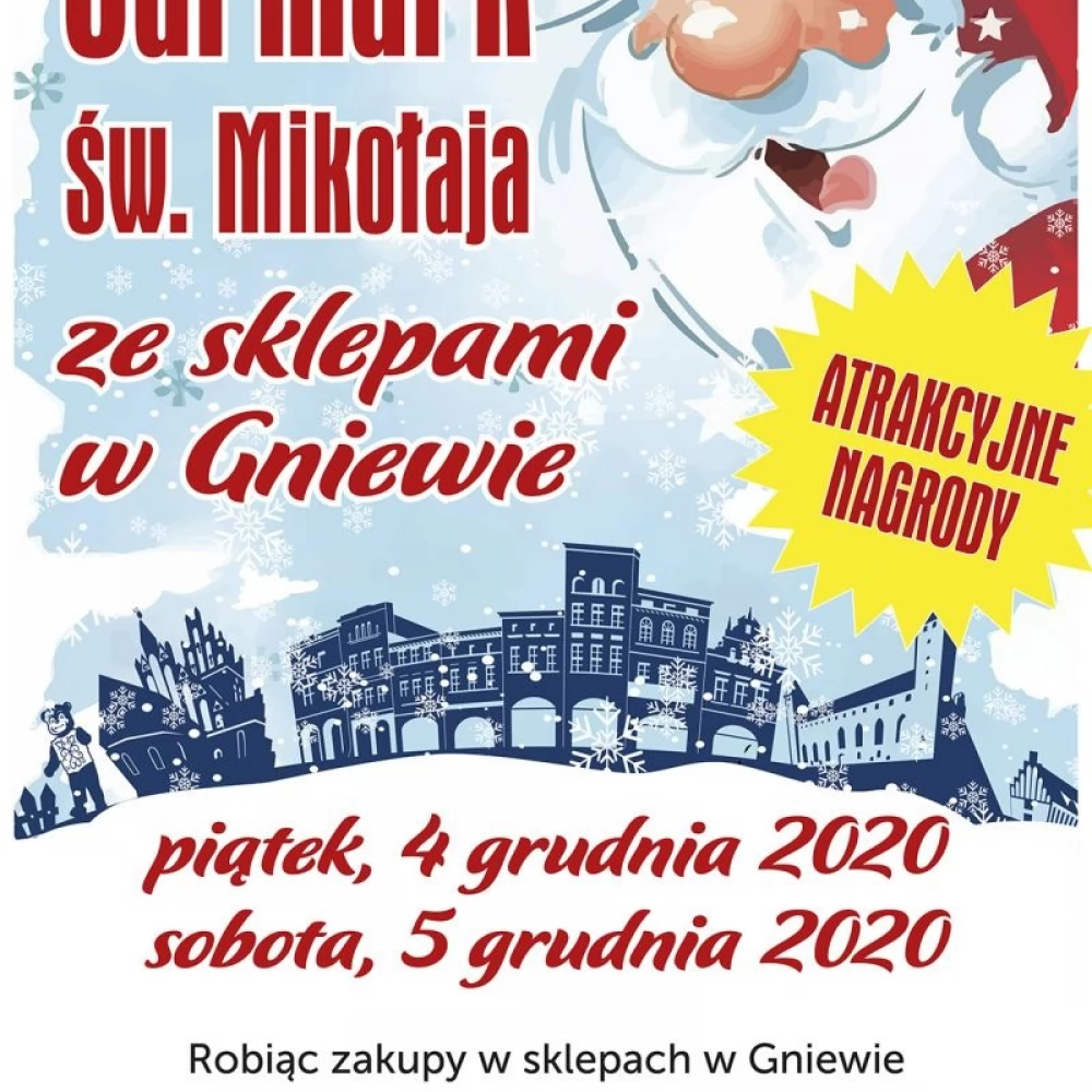 Jarmark św. Mikołaja ze sklepami w Gniewie
