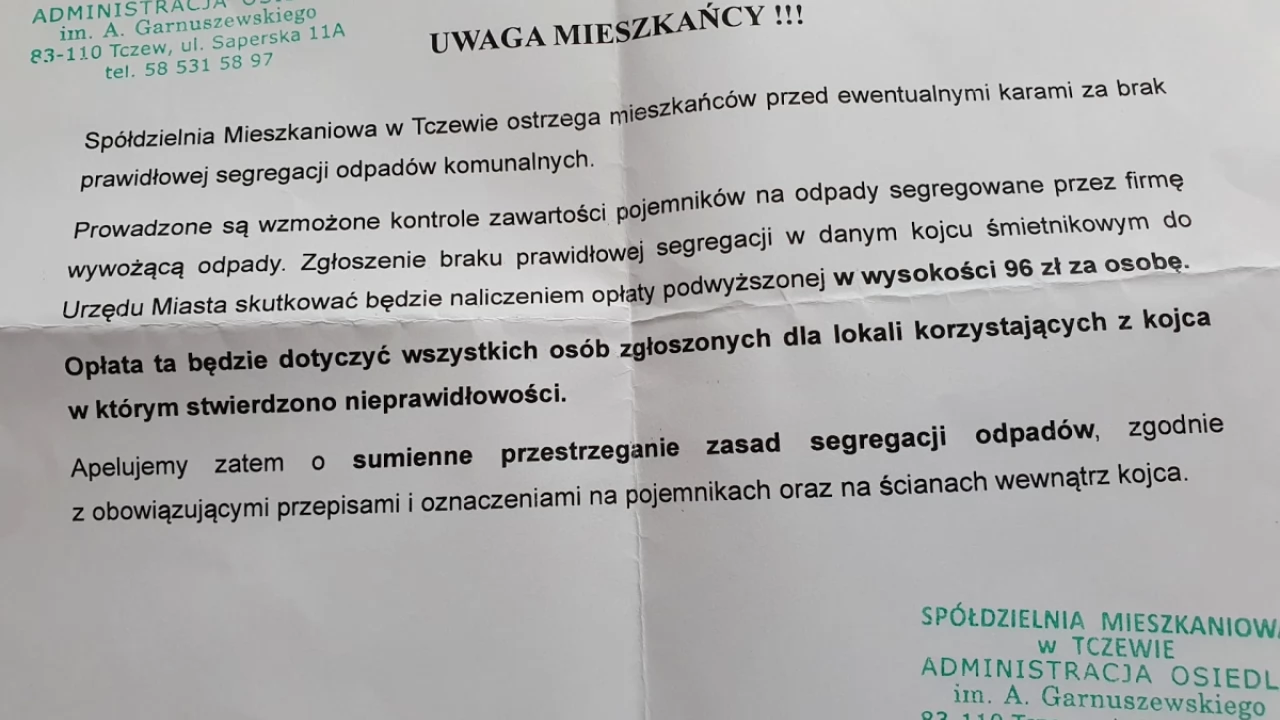 Jeden nie segreguje, zapłacą wszyscy? Spółdzielnia ostrzega lokatorów