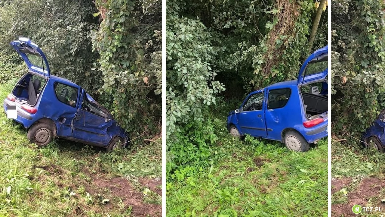 Kolonia Ostrowicka. Auto wypadło z trasy