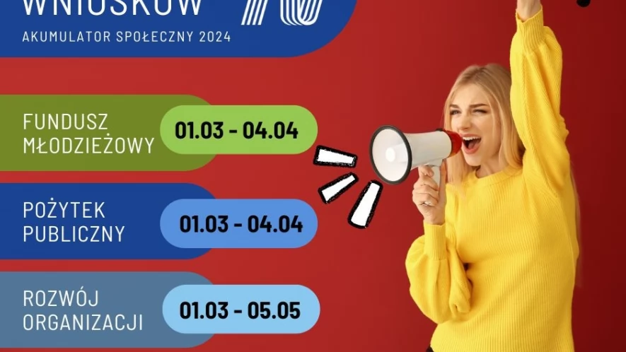 Konkursy 2024 Funduszu AKUMULATOR SPOŁECZNY trwają. Zapraszamy na spotkania informacyjne!