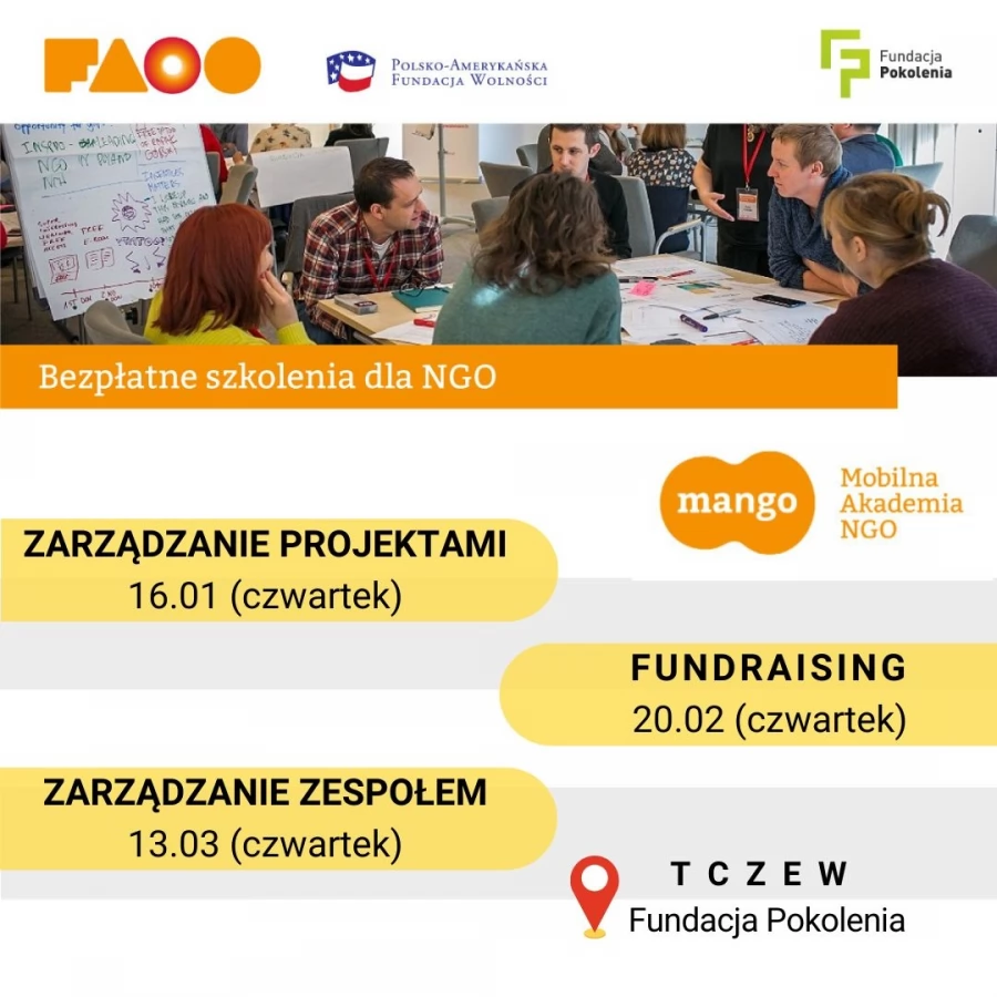 MANGO Bezpłatne szkolenia dla pomorskich organizacji