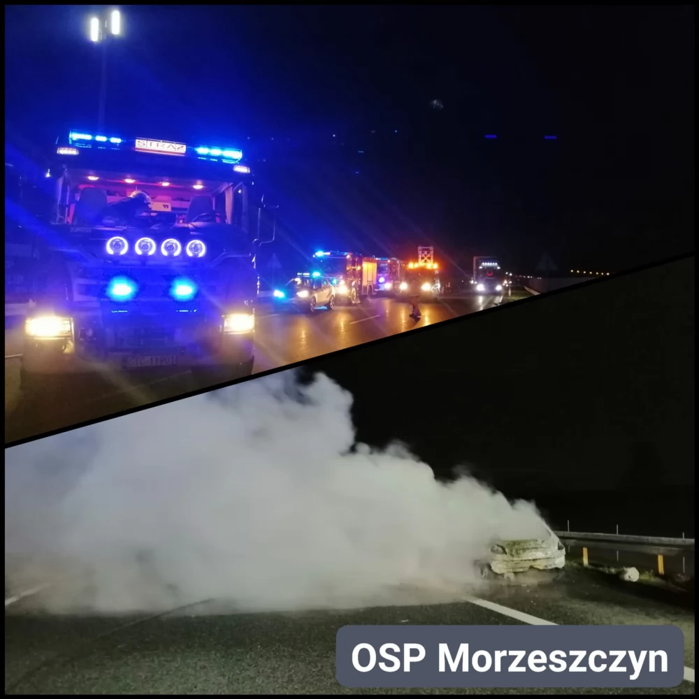 Nocny pożar na A1