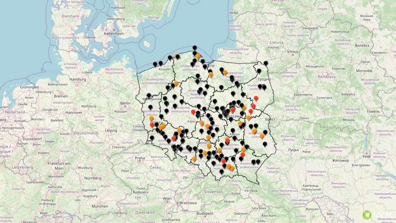 Policyjna mapa wypadków ze skutkiem śmiertelnym