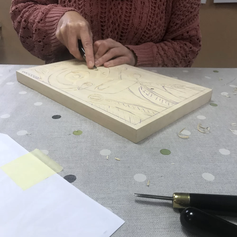 Poznawali technikę drzeworytu