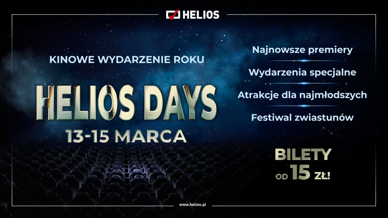 Seanse za 15 zł, rabaty i bogaty repertuar - sieć kin zaprasza na Helios Days