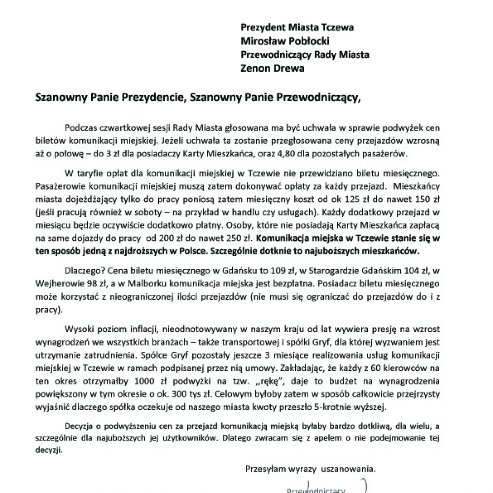 Tczew będzie miał jedną z najdroższych komunikacji miejskich w Polsce!