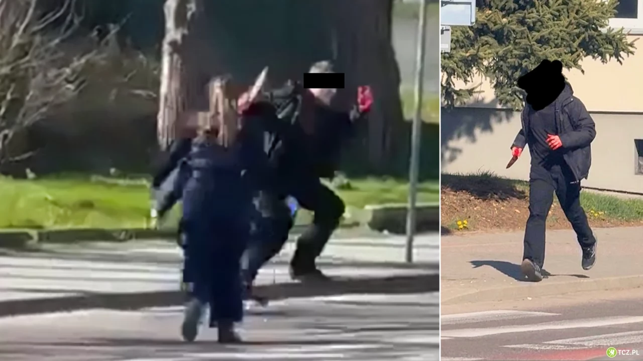 Zakrwawiony mężczyzna z nożem biegał po ulicy Bałdowskiej