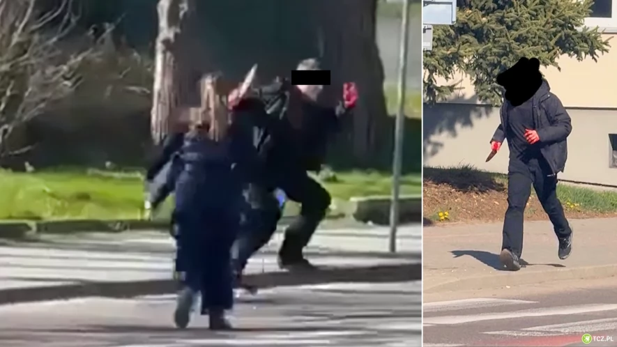 Zakrwawiony mężczyzna z nożem biegał po ulicy Bałdowskiej