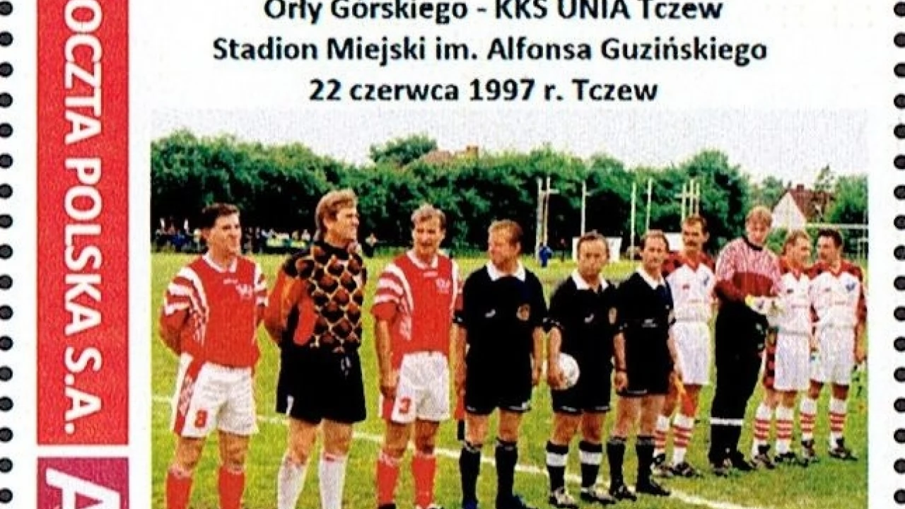 Znaczki filatelistyczne upamiętniające mecz Orły Górskiego - KKS UNIA Tczew