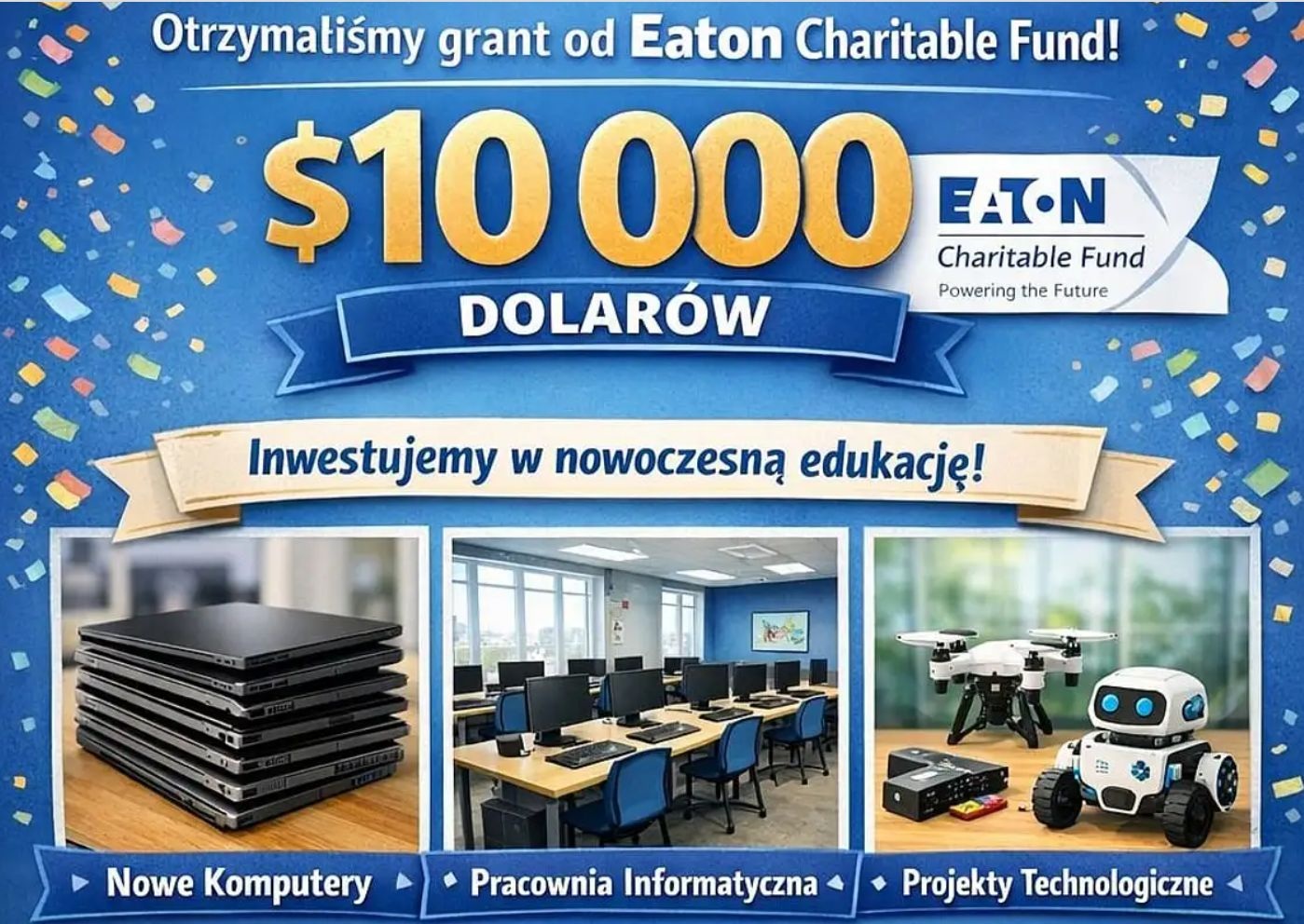 Tczewski Eaton ponownie wspiera. 10 tys. dolarów dla II LO - Aktualności