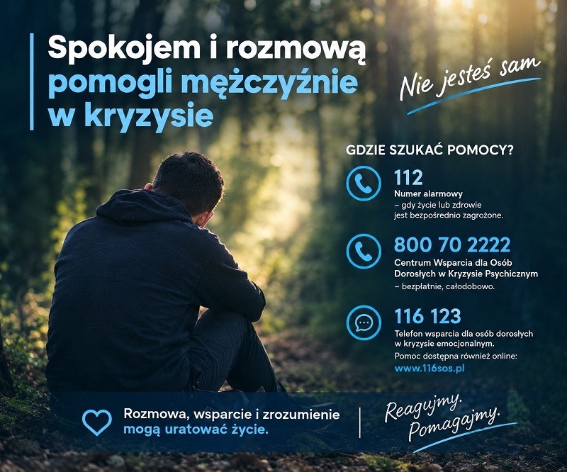 Spokojem i rozmową pomogli mężczyźnie w kryzysie - Aktualności