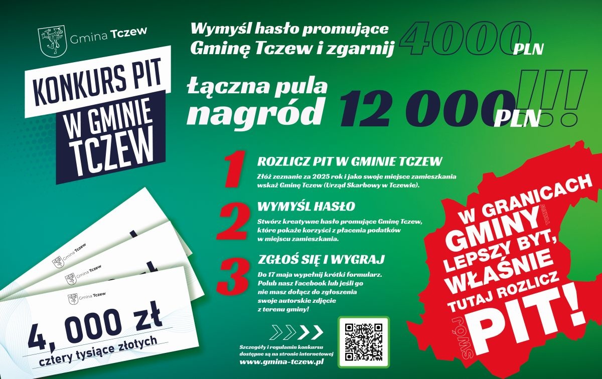 Konkurs PIT w Gminie Tczew. Do wygrania 12 tysięcy złotych - Aktualności